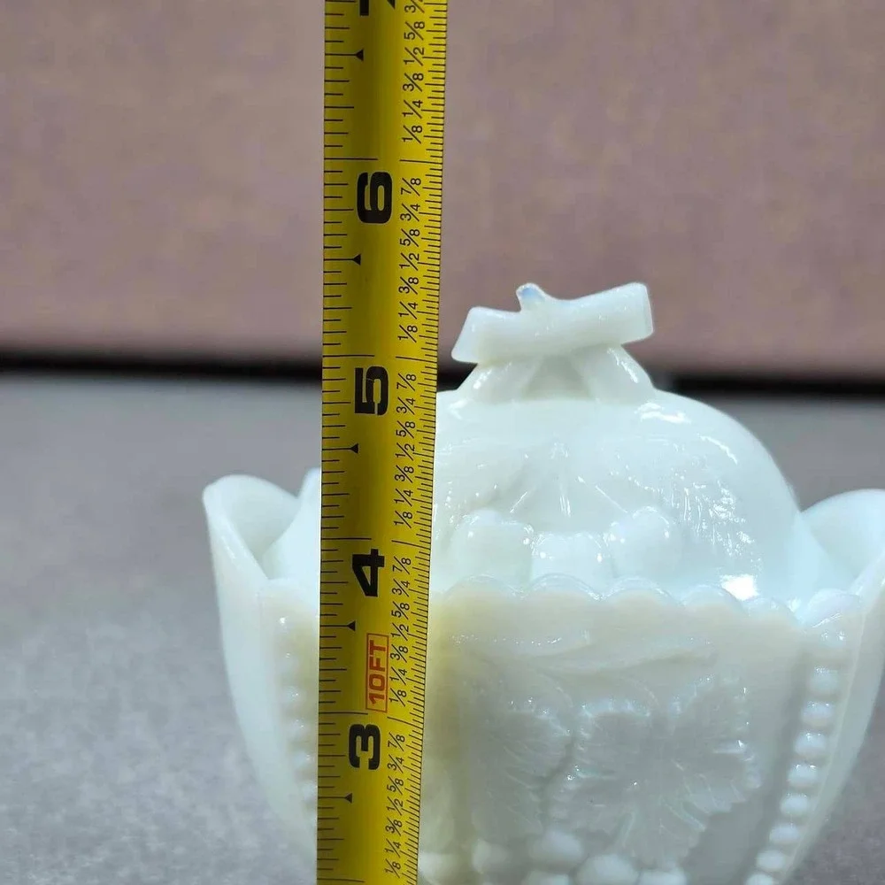 Westmoreland Milk Glass Sugar Bowl White Excellent Paneled Grape Milk Glass Lid